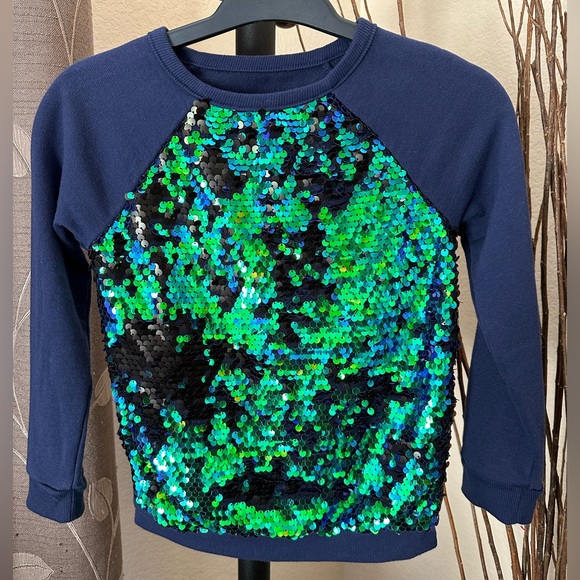 Cat & Jack Other - Cat & Jack | Sequined sweatshirt | Girls S (6/6X) | Navy blue, green